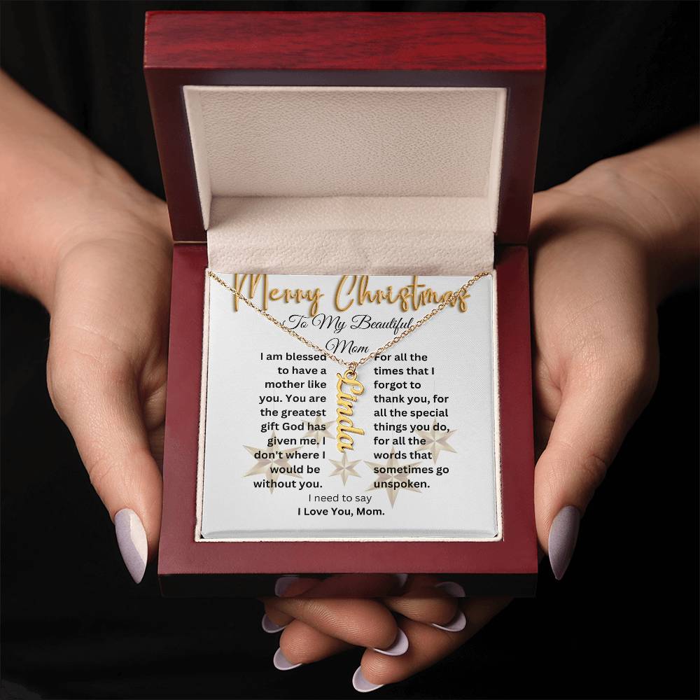 Personalized Vertical Christmas Necklace for Mom