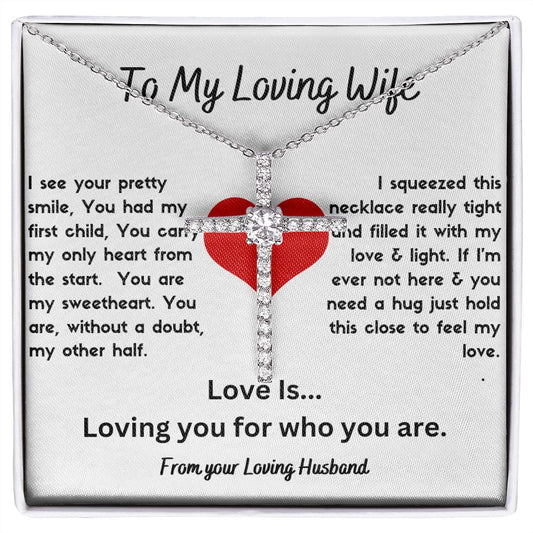 CZ Cross Necklace for Wife