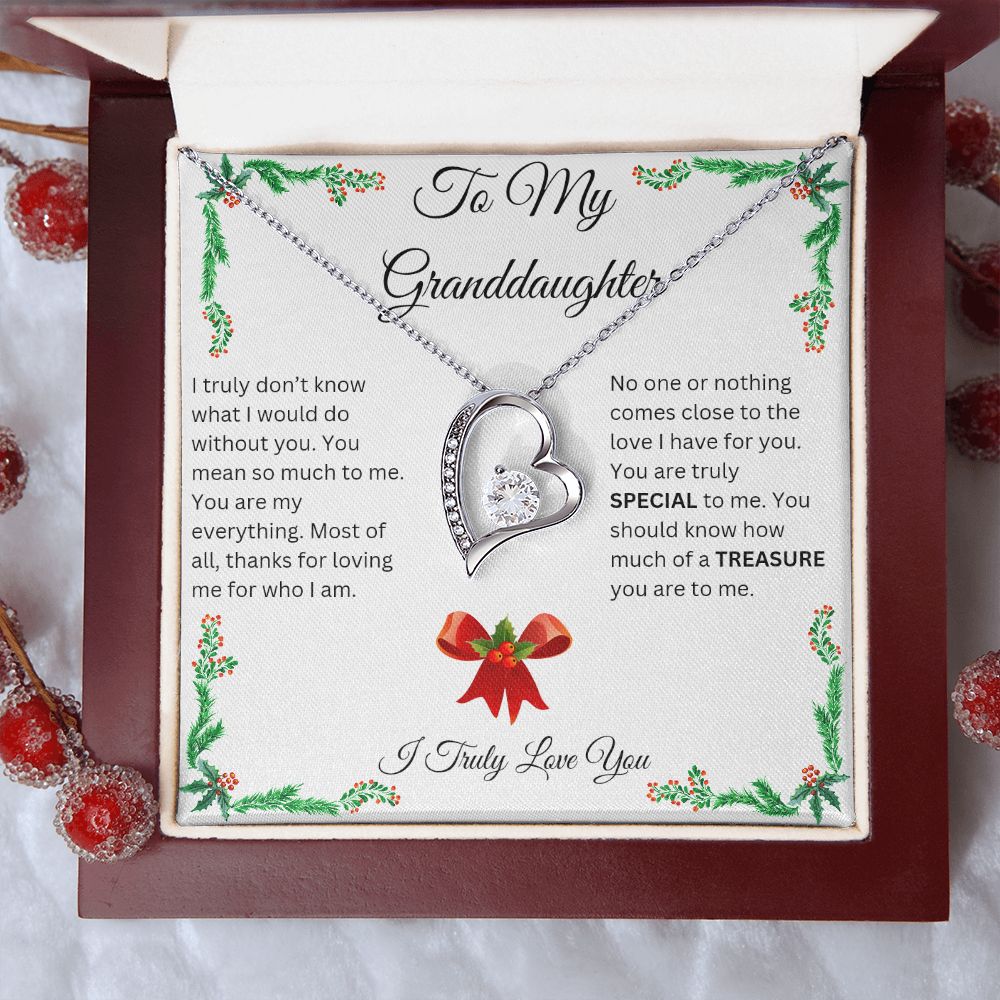 Granddaughter Christmas Heart Necklace - I Truly Love You