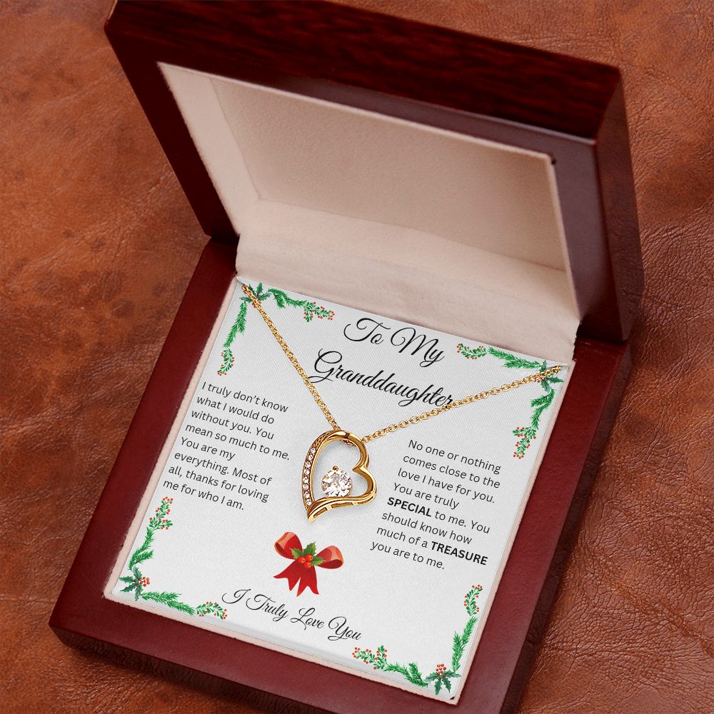 Granddaughter Christmas Heart Necklace - I Truly Love You