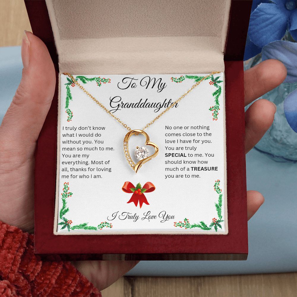 Granddaughter Christmas Heart Necklace - I Truly Love You