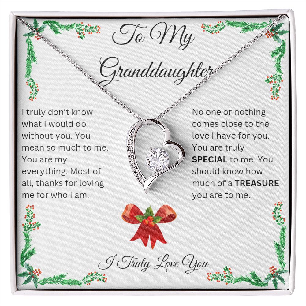 Granddaughter Christmas Heart Necklace - I Truly Love You