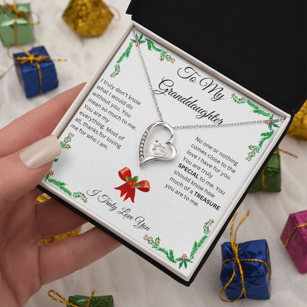 Granddaughter Christmas Heart Necklace - I Truly Love You