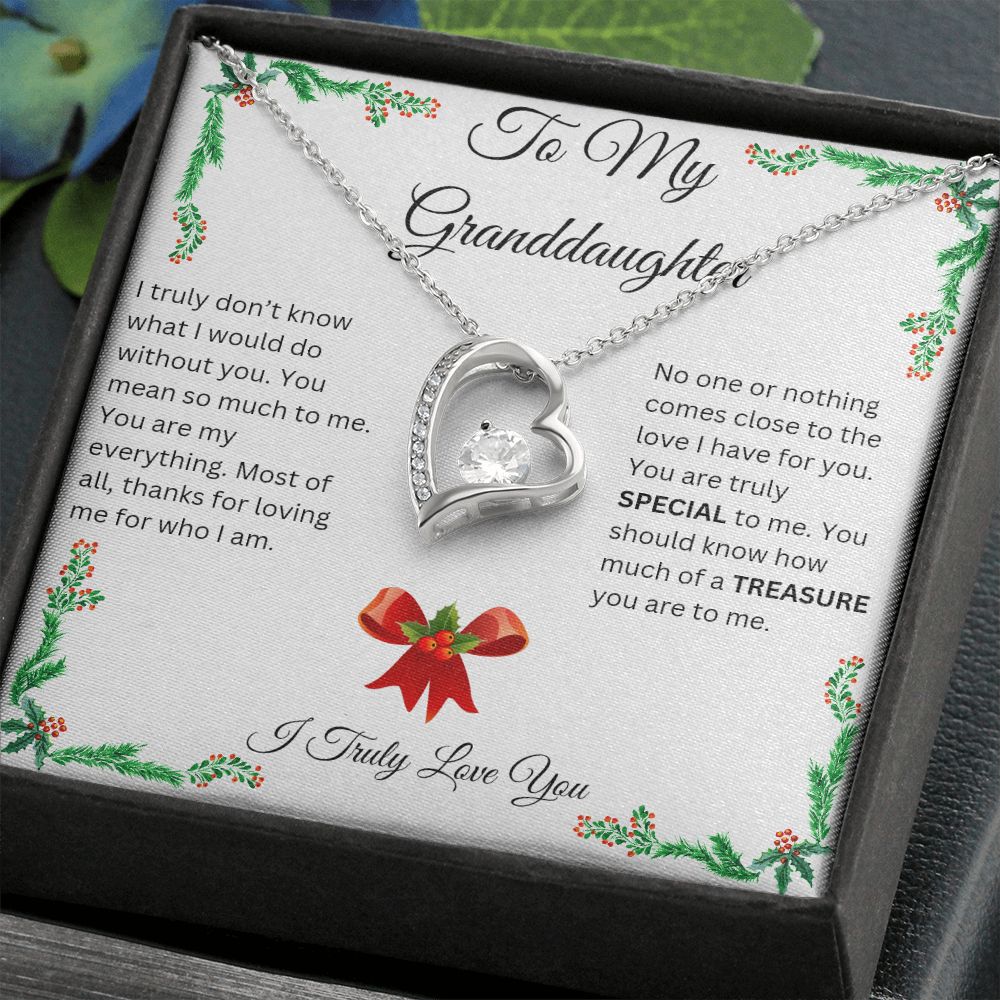 Granddaughter Christmas Heart Necklace - I Truly Love You