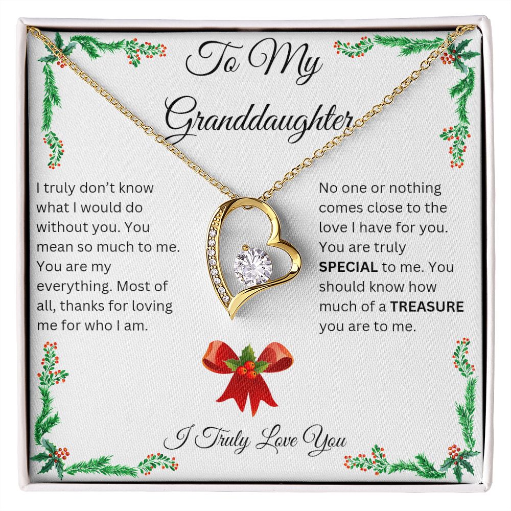 Granddaughter Christmas Heart Necklace - I Truly Love You