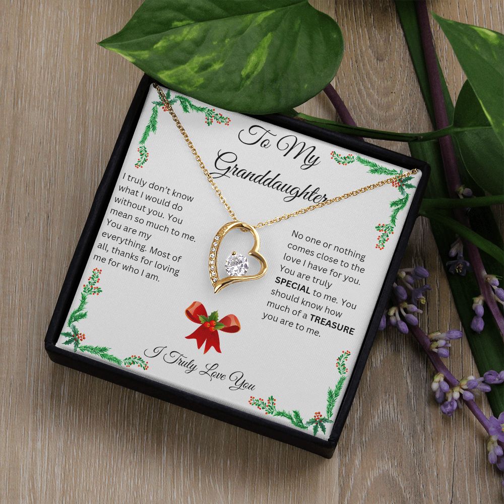 Granddaughter Christmas Heart Necklace - I Truly Love You