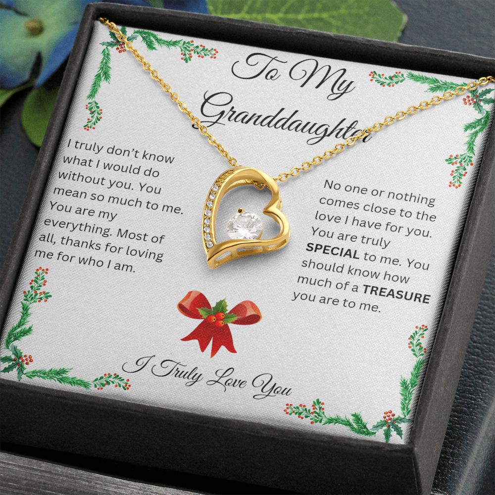 Granddaughter Christmas Heart Necklace - I Truly Love You