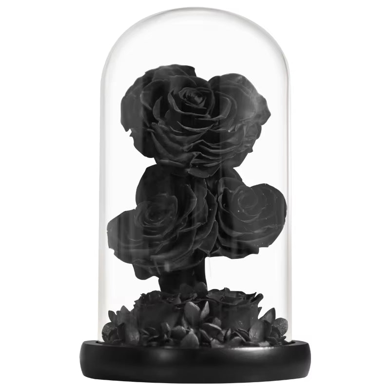 Heart Shaped Preserved Rose Beauty and the Beast Eternal Rose in Glass Dome Wedding Forever Flowers Valentines Day