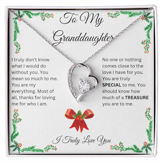 Granddaughter Christmas Heart Necklace - I Truly Love You